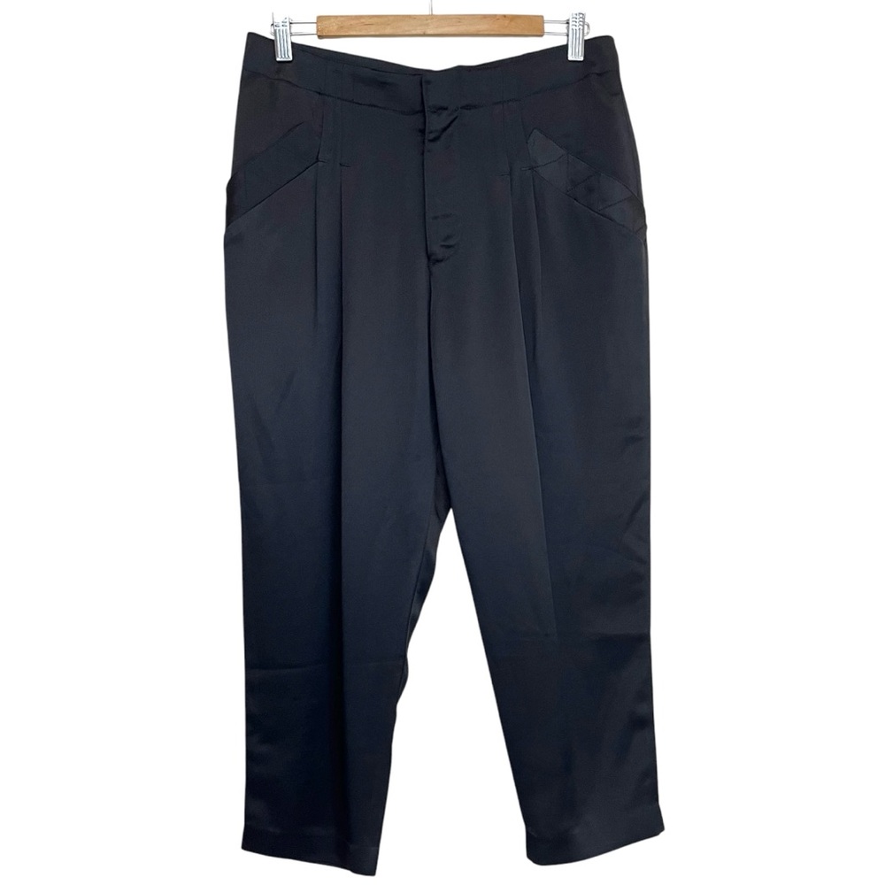 Alexander Wang Black Satin Cropped Trouser Pant